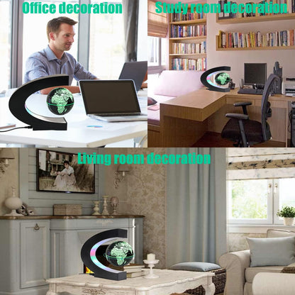 Magnetic Levitation Floating Globe with LED Lights - Color Changing World Map in Sleek Black Design