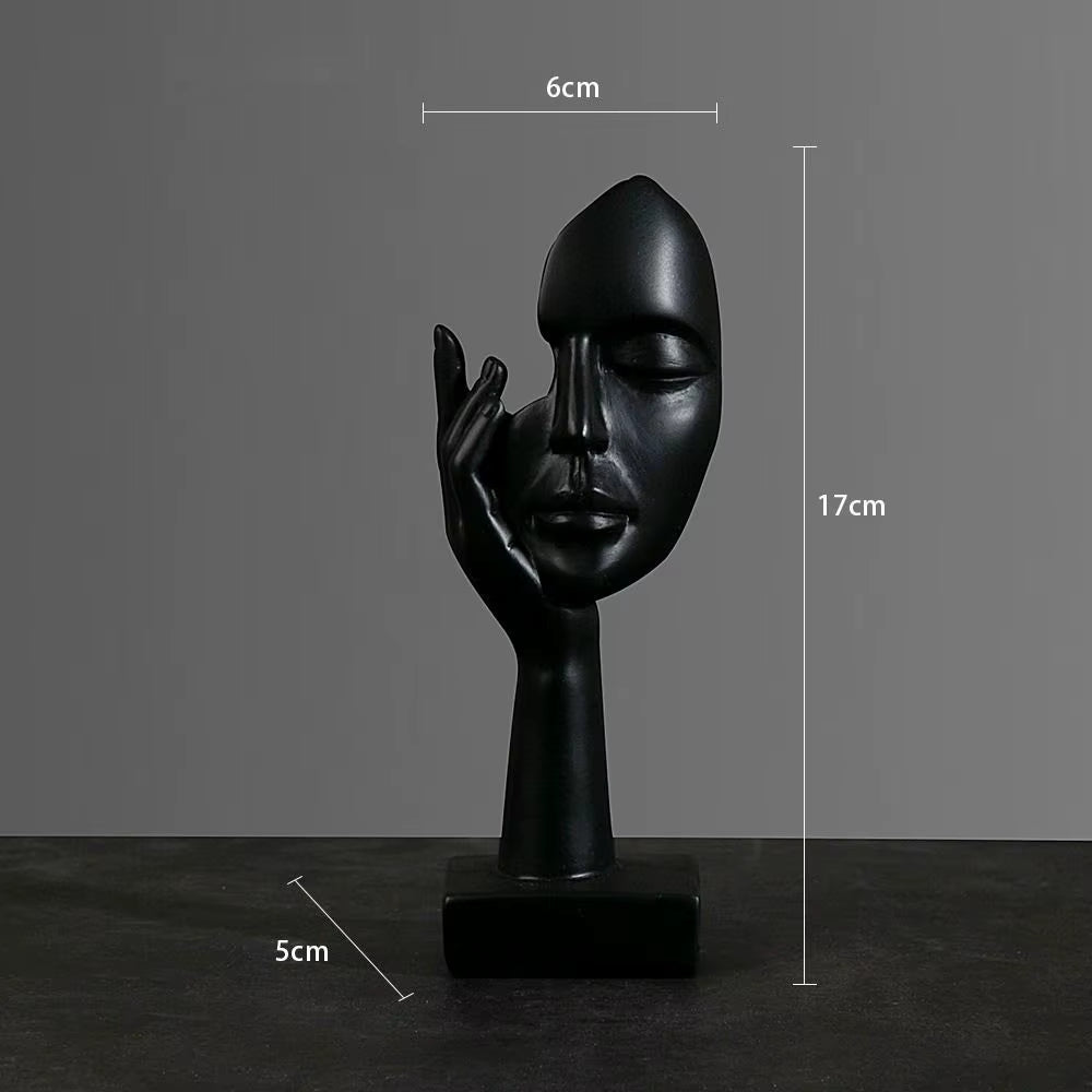 Elegant Nordic Resin Abstract Face Figurine - Luxury Desktop Sculpture for Home and Office Decor