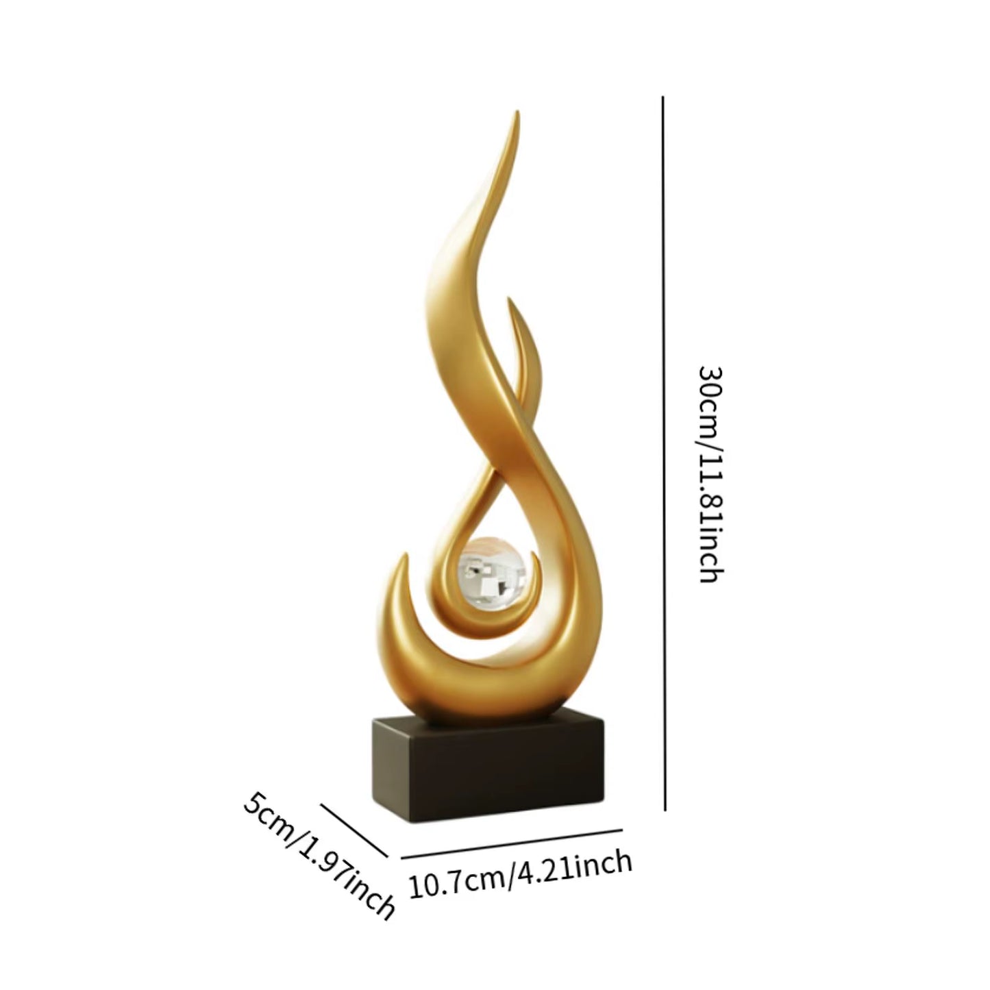 Modern Abstract Fire Resin Statue - Unique Desk Ornament for Home & Office Decor
