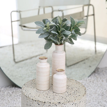 Chic Set of 3 Distressed White Ceramic Vases (5.5" - 10") for Stylish Home Decor