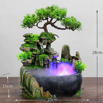 Rockery Fountain Waterfall Feng Shui Desktop Atomizing Humidifier Indoor Desk
