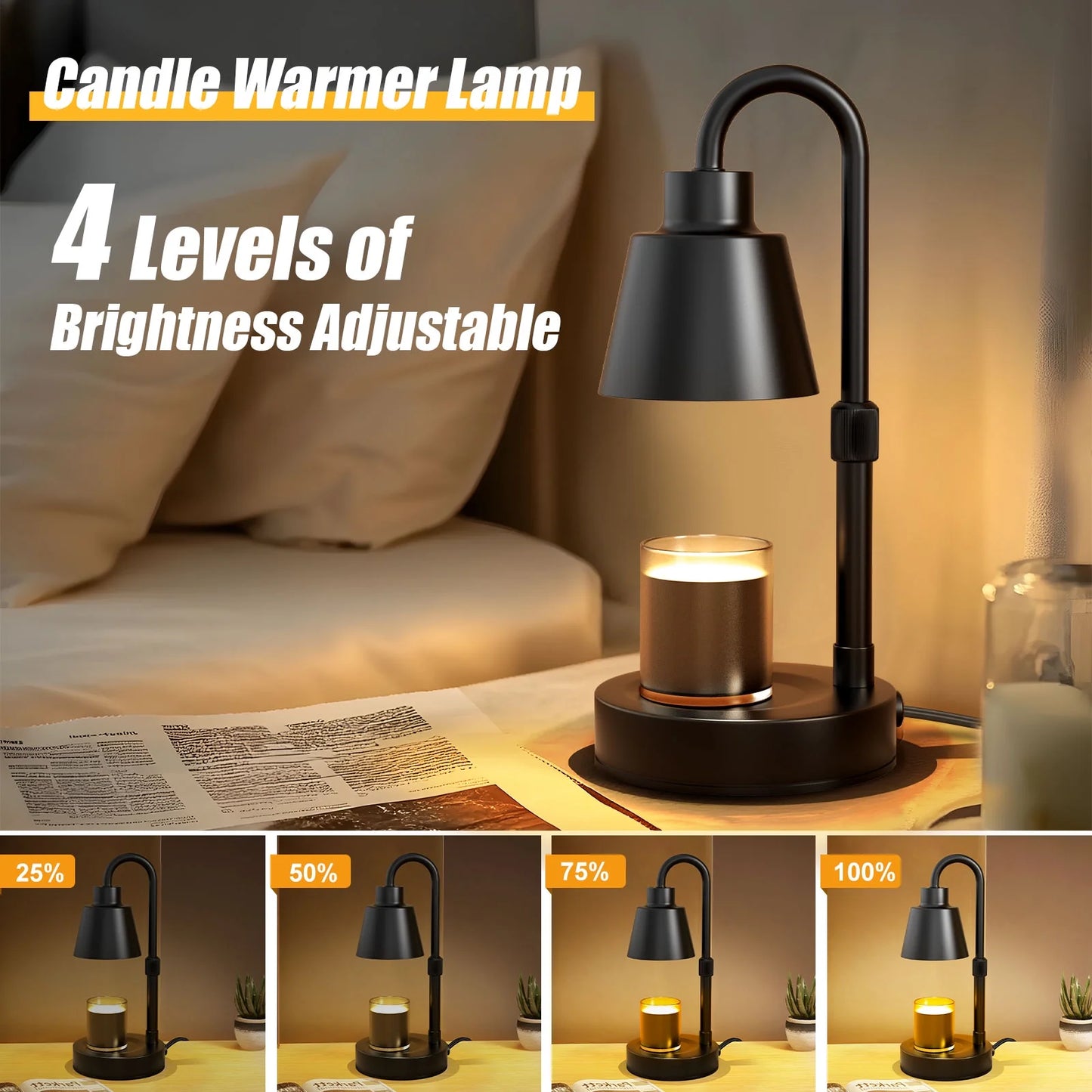 Elegant Candle Warmer Lamp with Timer & Dimmer - Perfect Gift for Mom - Includes 2 Bulbs for Jar Candles - Ideal Home Decor for Mother's Day & Christmas