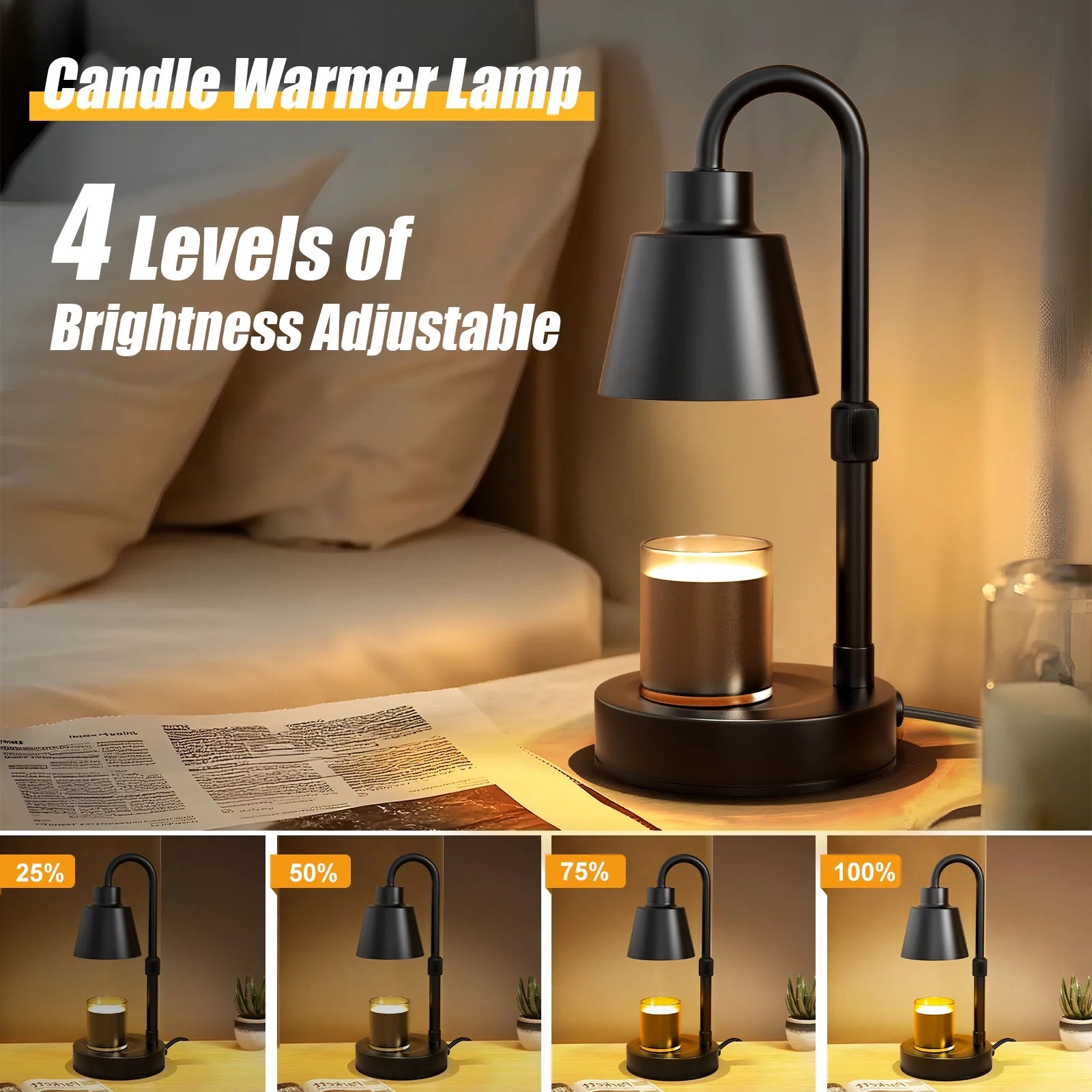 Elegant Candle Warmer Lamp with Timer & Dimmer - Perfect Gift for Mom - Includes 2 Bulbs for Jar Candles - Ideal Home Decor for Mother's Day & Christmas