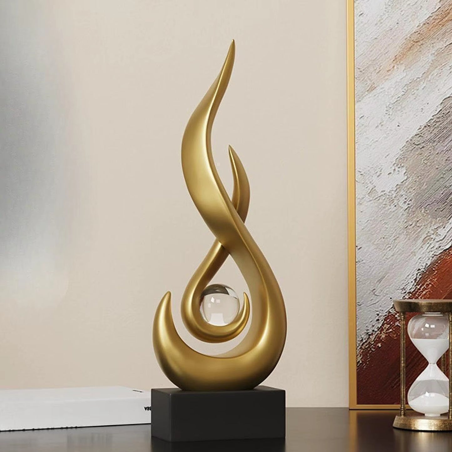 Modern Abstract Fire Resin Statue - Unique Desk Ornament for Home & Office Decor