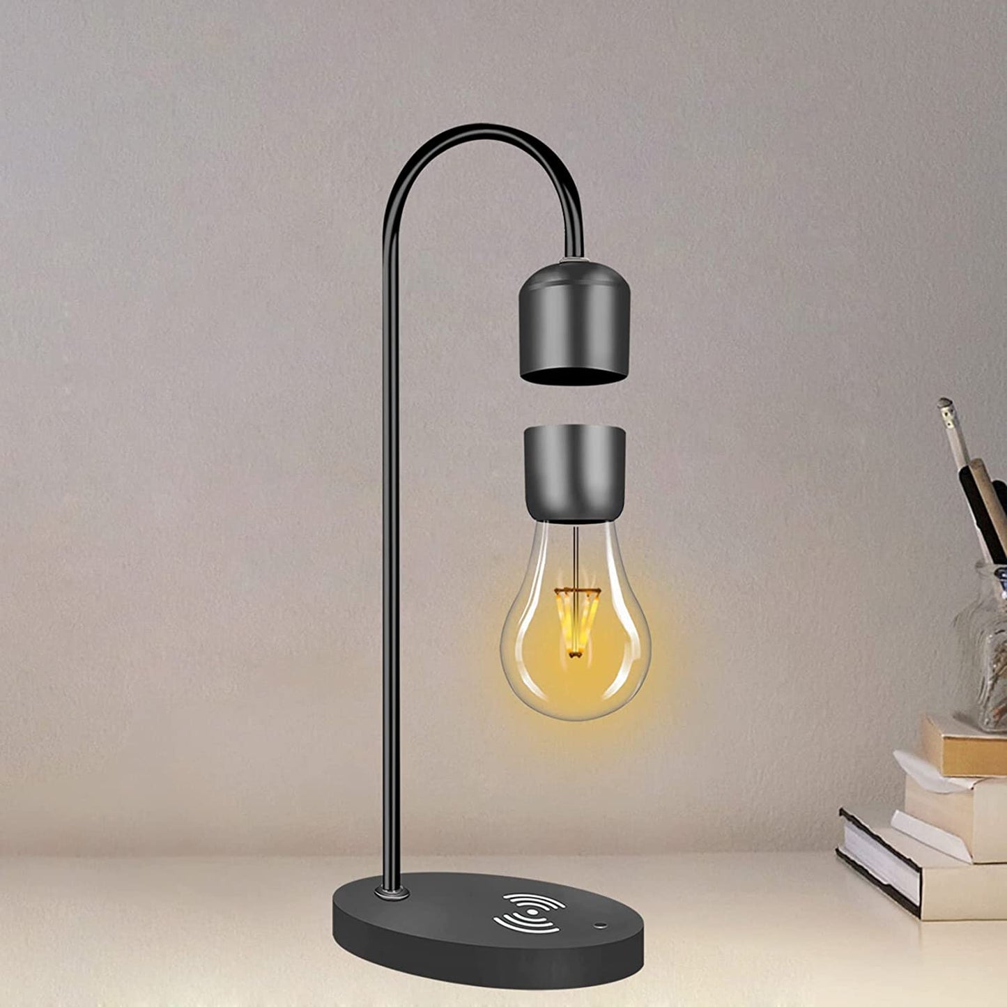 Magnetic Levitating Lamp & Wireless Phone Charger - Floating LED Bulb for Stunning Bedroom Decor & Perfect Christmas Gift!