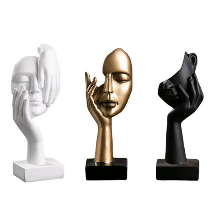Elegant Nordic Resin Abstract Face Figurine - Luxury Desktop Sculpture for Home and Office Decor