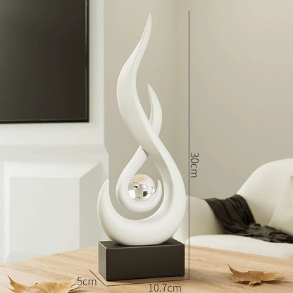 Modern Abstract Fire Resin Statue - Unique Desk Ornament for Home & Office Decor