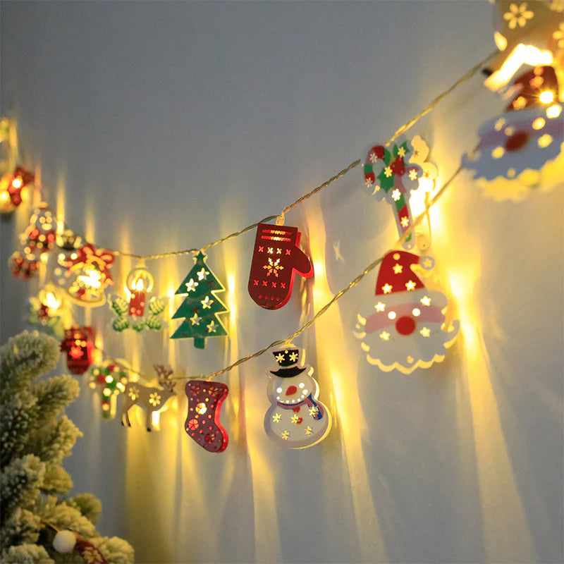 Festive LED String Lights - Santa, Elk & Snowman Christmas Ornaments for Holiday Decor & New Year Gifts