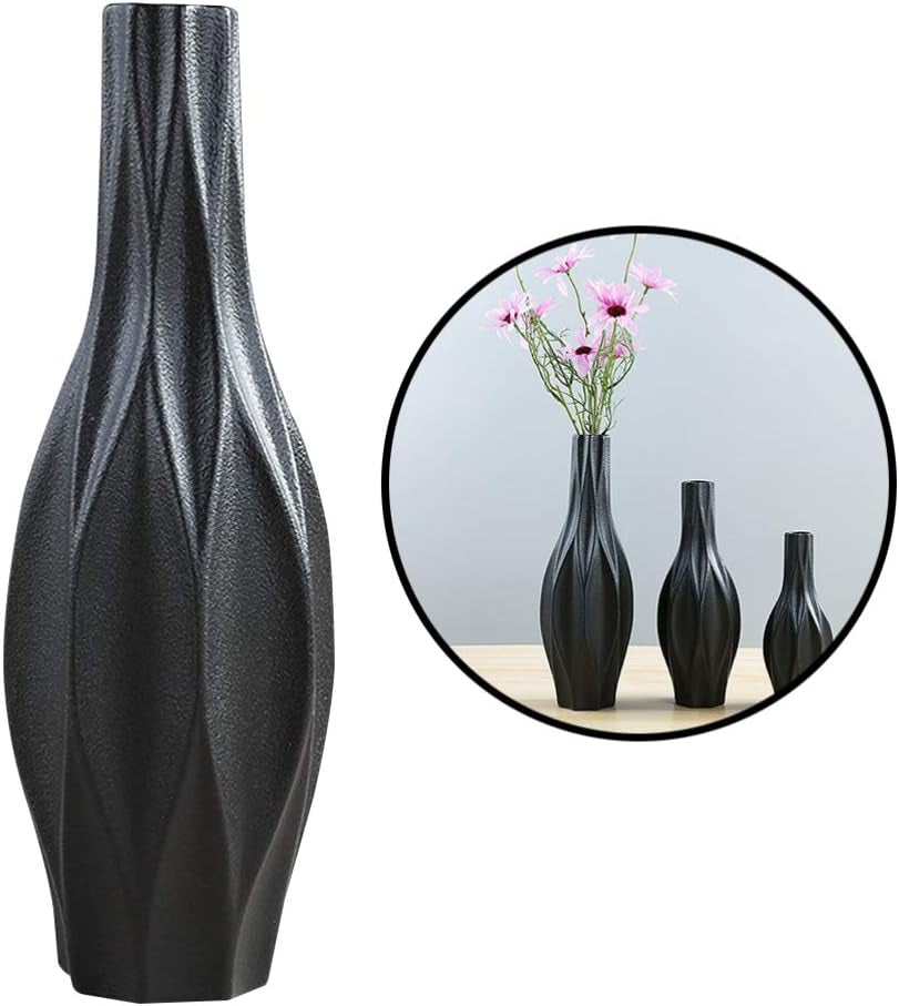 Elegant 15-Inch Black Ceramic Floor Vase for Stunning Home and Office Décor - Perfect for Weddings and Parties