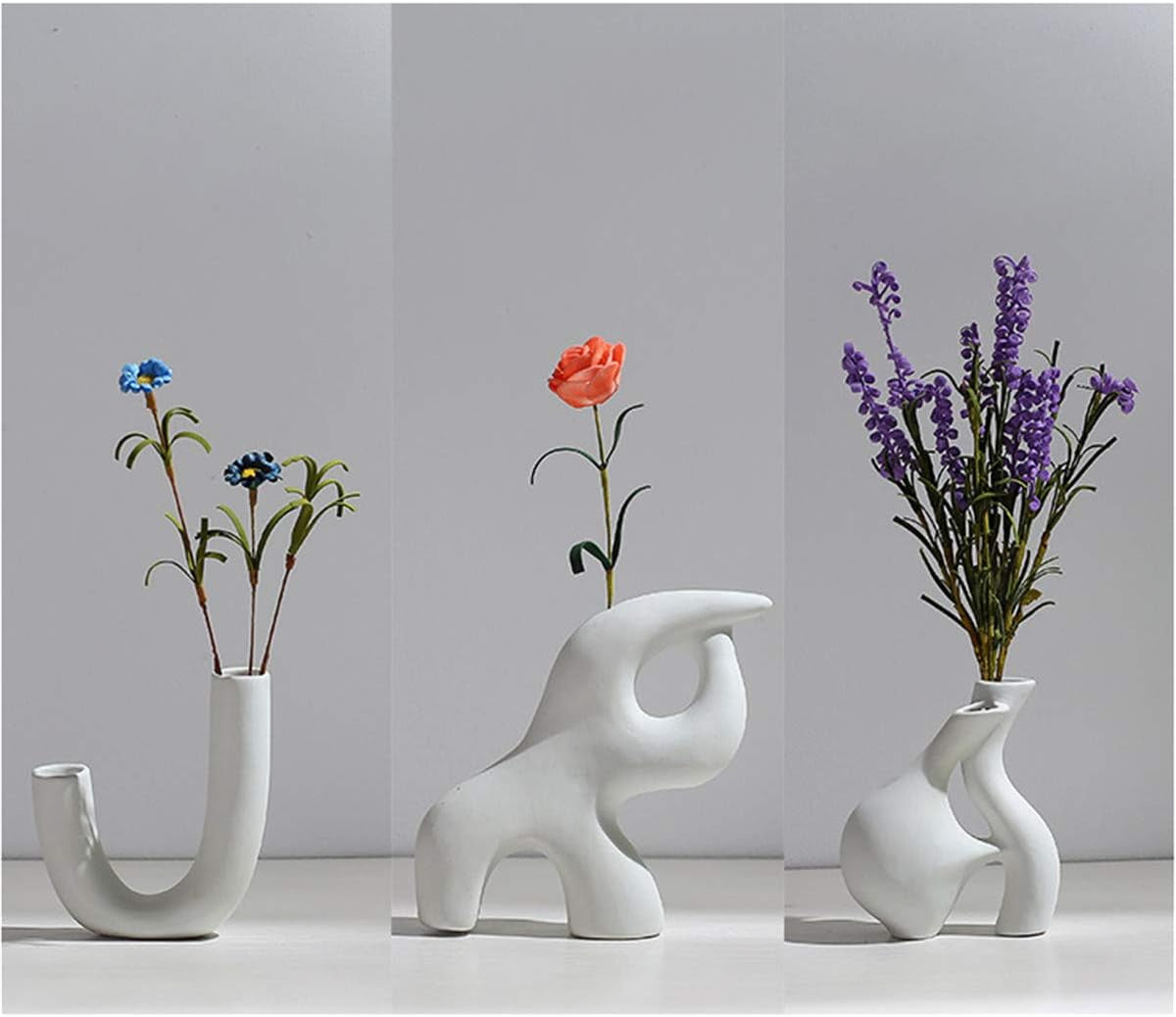 Nordic Minimalist White Ceramic Vase - Elegant Rustic Decor for Living Room, Fireplace & Table Centerpieces (5.9'' x 5.9'')