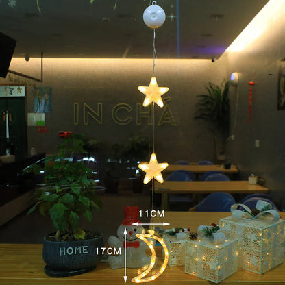 3-Piece LED Star Hanging Ornaments for Christmas - Window Decorations for Home & New Year Festivities