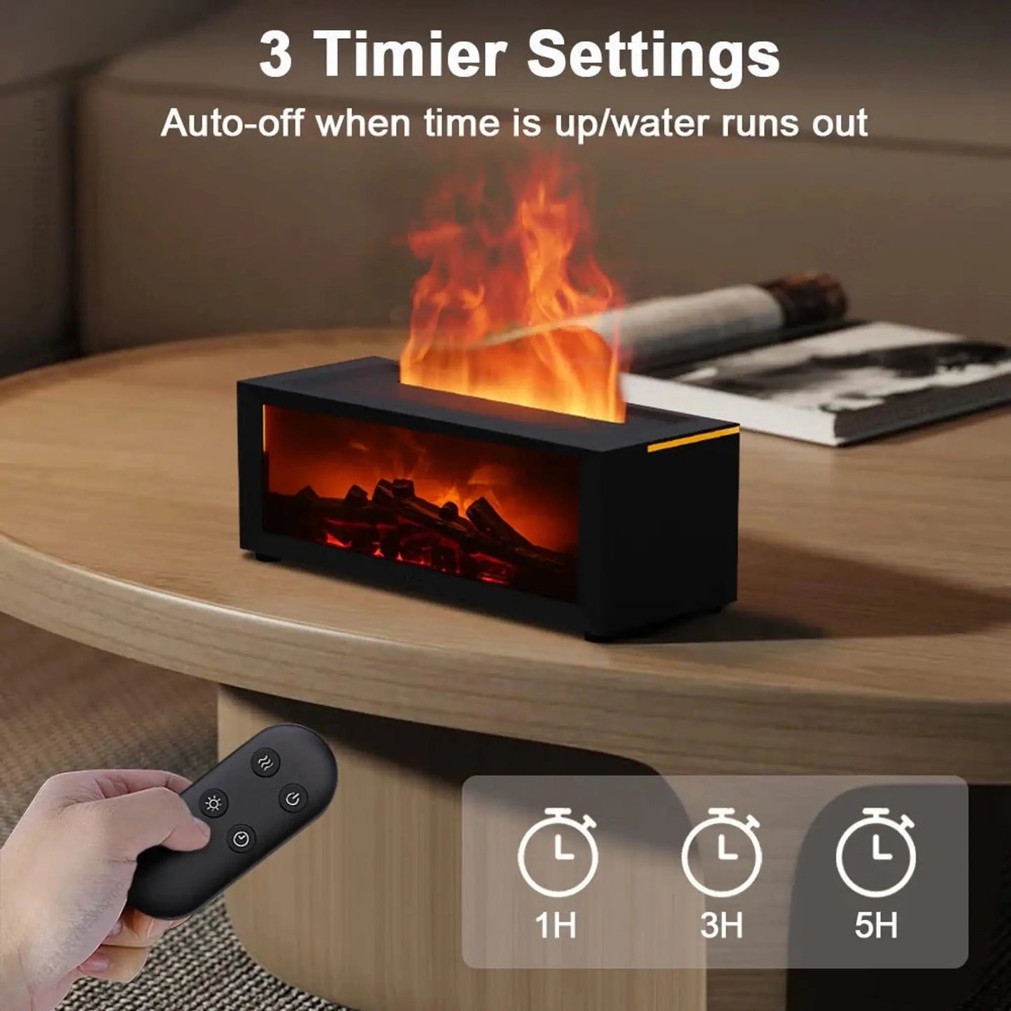 Cozy Charcoal Fireplace Aroma Diffuser & Air Humidifier with Timer Remote - Perfect Winter Home Essential!