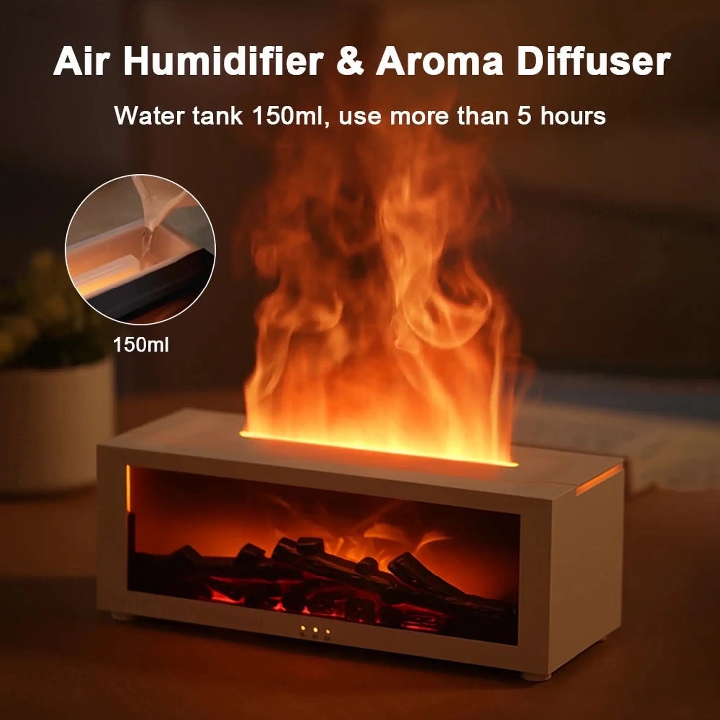 Cozy Charcoal Fireplace Aroma Diffuser & Air Humidifier with Timer Remote - Perfect Winter Home Essential!