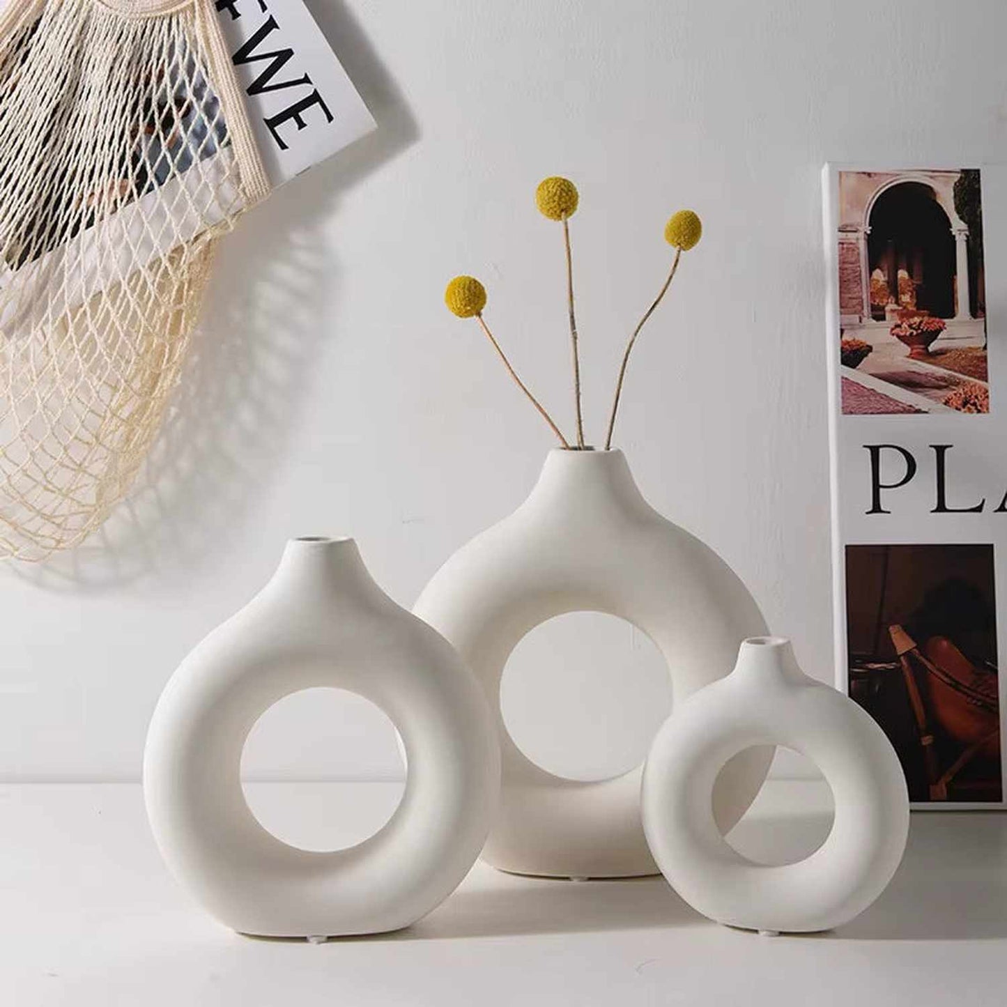 Elevate Your Living Space with Our Chic Nordic White Flower Vase 🌼✨ Perfect for Stunning Floral Arrangements! 🏡💐