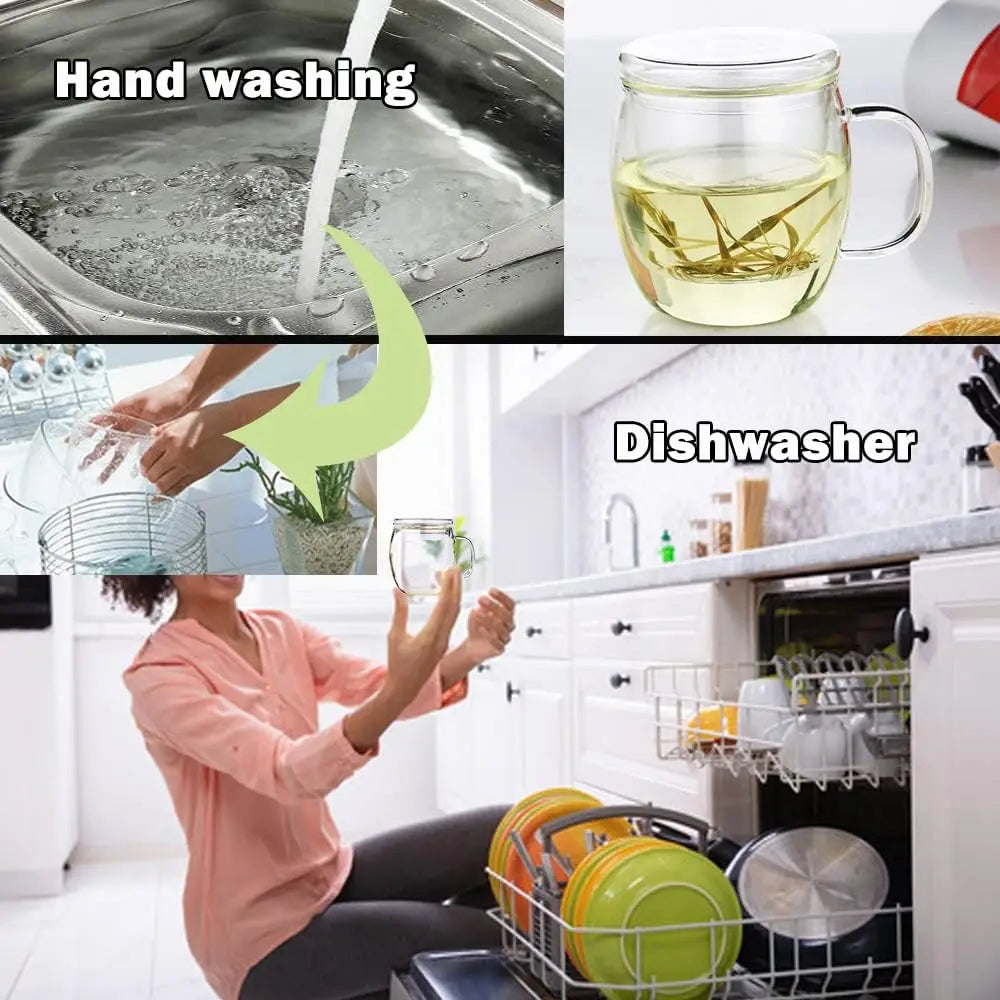 Elegant Borosilicate Glass Tea Cup with Infuser and Lid - 17 oz Perfect for Loose Leaf Tea Lovers