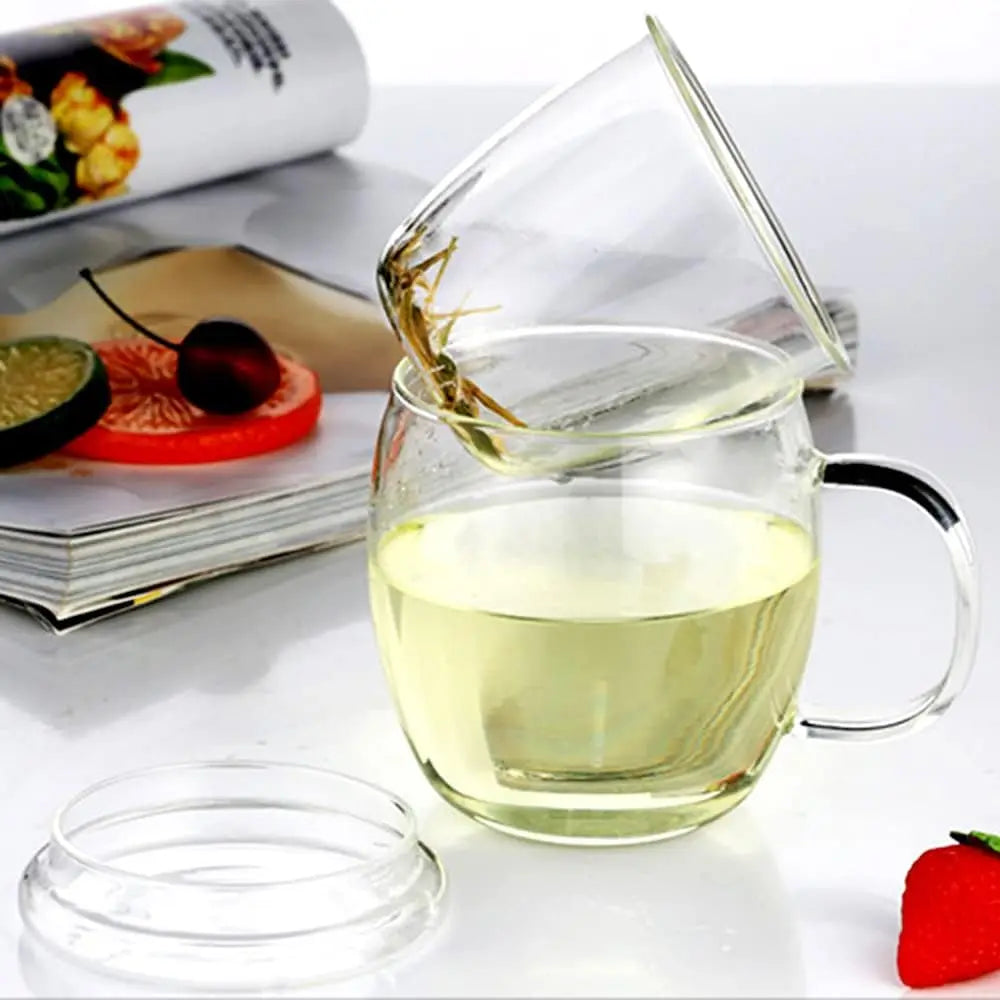 Elegant Borosilicate Glass Tea Cup with Infuser and Lid - 17 oz Perfect for Loose Leaf Tea Lovers