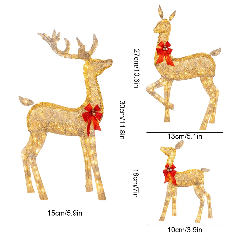 Illuminate Your Holidays with the 3-Piece Lighted Christmas Deer Family Decor - Adorable Reindeer Yard Decoration for Festive Cheer