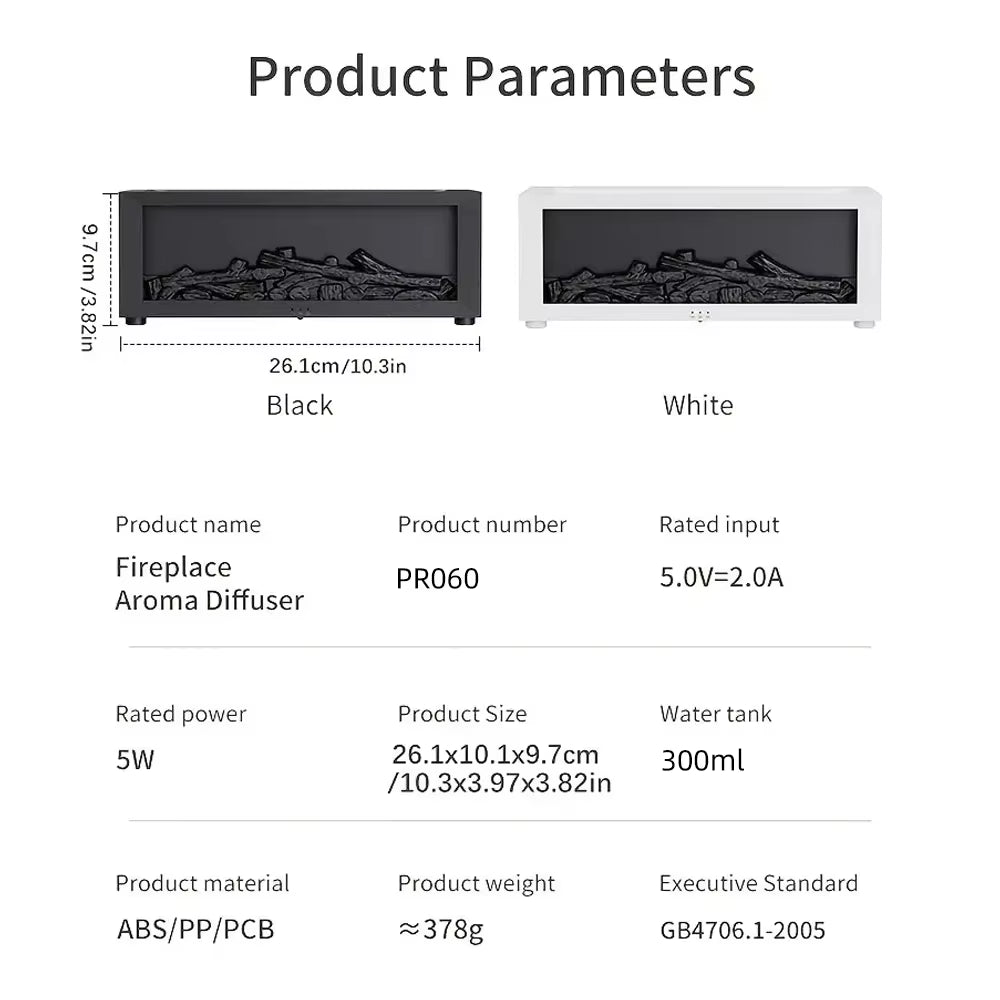 Cozy Charcoal Fireplace Aroma Diffuser & Air Humidifier with Timer Remote - Perfect Winter Home Essential!