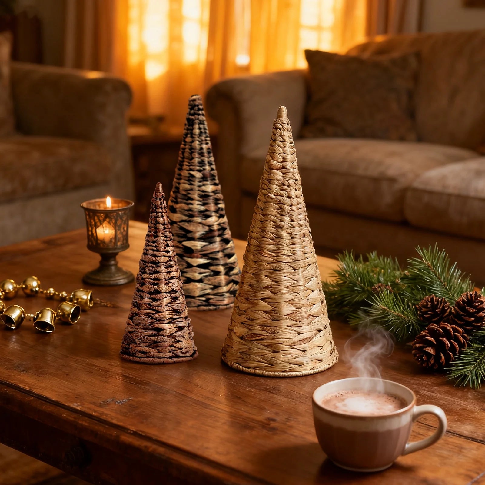 Tiny Tree Trio: The Wicker Wonder Christmas Edition for Minimalists Who Love Rustic Charm and Not Breaking Their Necks!