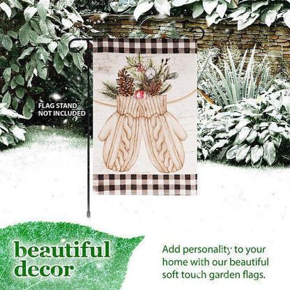 12X18 Inch Christmas Bling for Your Garden: G128 Mittens Wearing Evergreen Like They’re Going to a Festive Socks Party!