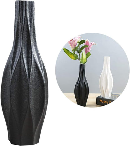 Elegant 15-Inch Black Ceramic Floor Vase for Stunning Home and Office Décor - Perfect for Weddings and Parties