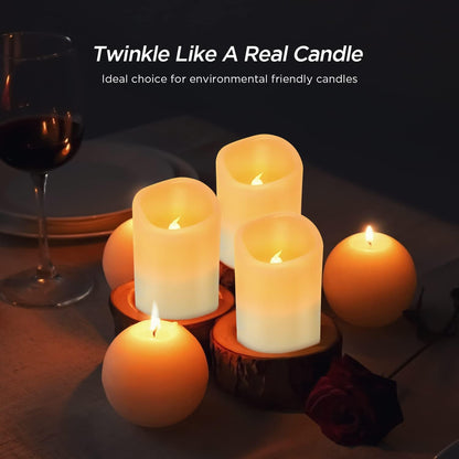 Flameless Candles Battery Operated Candles Set of 12 (D: 3" X H: 4") Real Wax Pillar Flickering Candles LED Flameless Candles with Remote and Timer Control (Ivory Color)