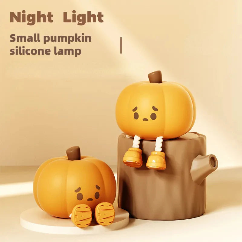 SpookyGlow Rechargeable Pumpkin Night Light – Soft Silicone, Touch Dimming, Bedside & Holiday Decoration