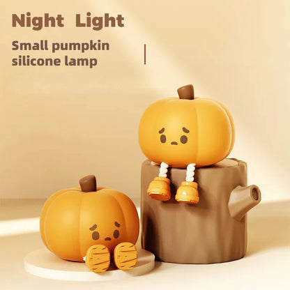 SpookyGlow Rechargeable Pumpkin Night Light – Soft Silicone, Touch Dimming, Bedside & Holiday Decoration