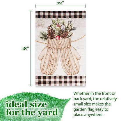 12X18 Inch Christmas Bling for Your Garden: G128 Mittens Wearing Evergreen Like They’re Going to a Festive Socks Party!