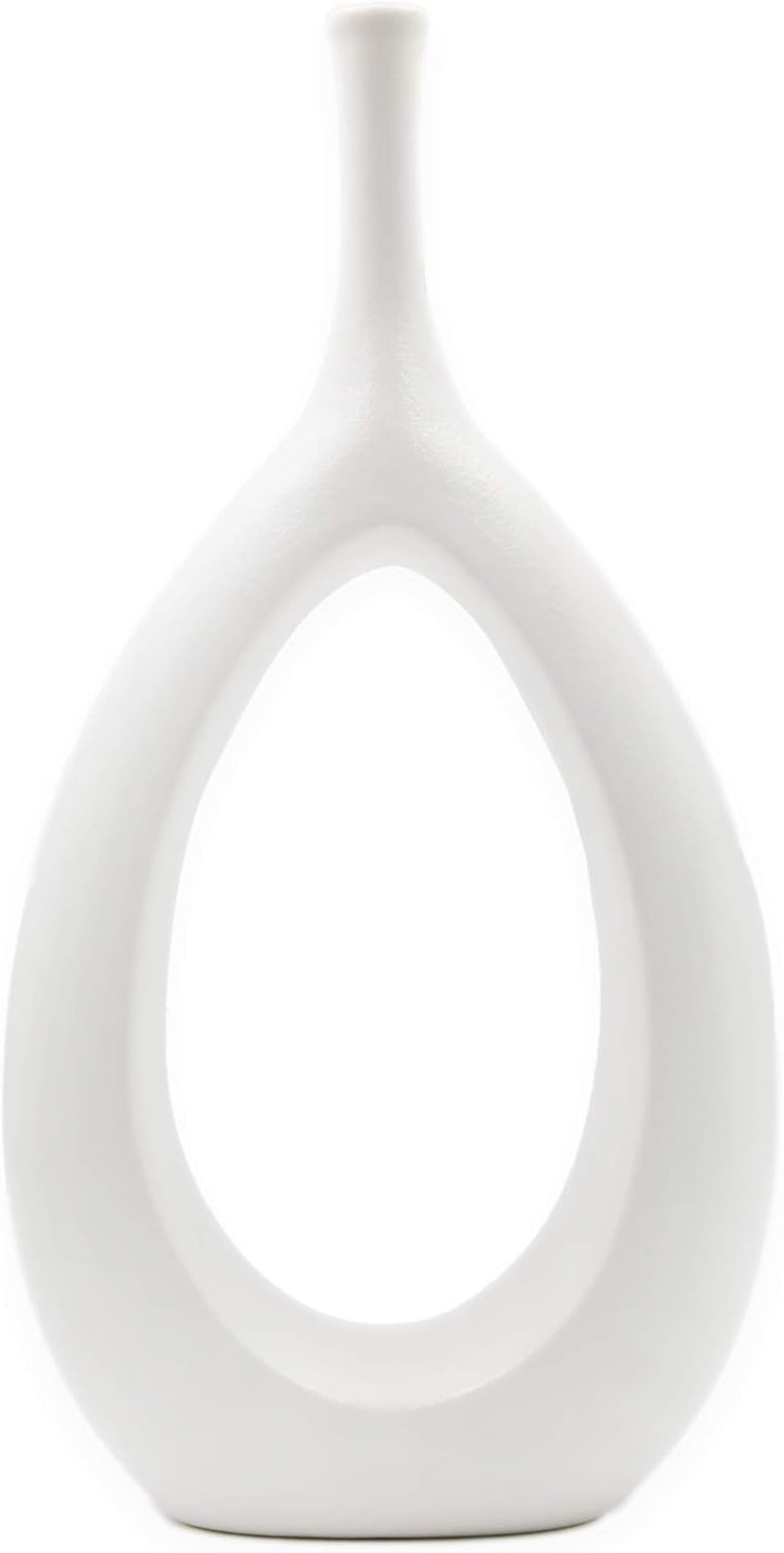 12-Inch White Ceramic Vase - Contemporary Home Decor for Living Room, Bedroom, and Kitchen