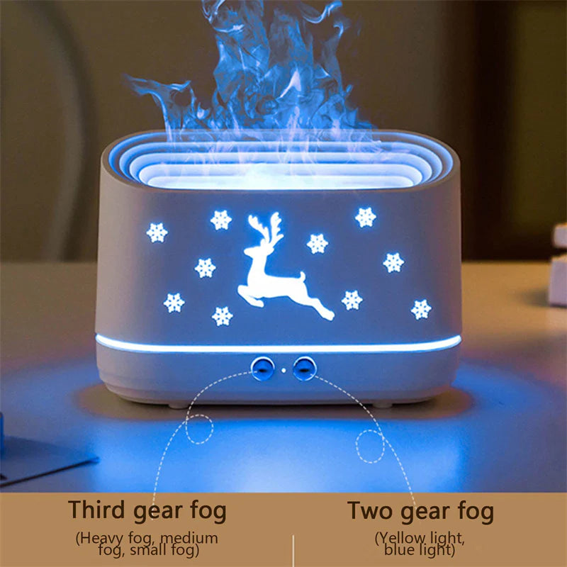 Elk Flame Humidifier and Diffuser - Silent Atmosphere Lamp for Holiday Home Décor