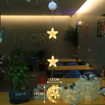 3-Piece LED Star Hanging Ornaments for Christmas - Window Decorations for Home & New Year Festivities