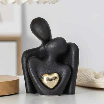 Romantic Ceramic Couple Statue - Abstract Modern Hugging Figurine for Love and Home Decor