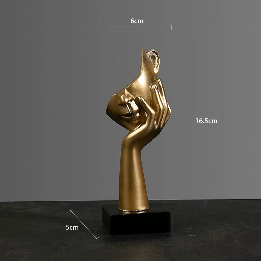 Elegant Nordic Resin Abstract Face Figurine - Luxury Desktop Sculpture for Home and Office Decor