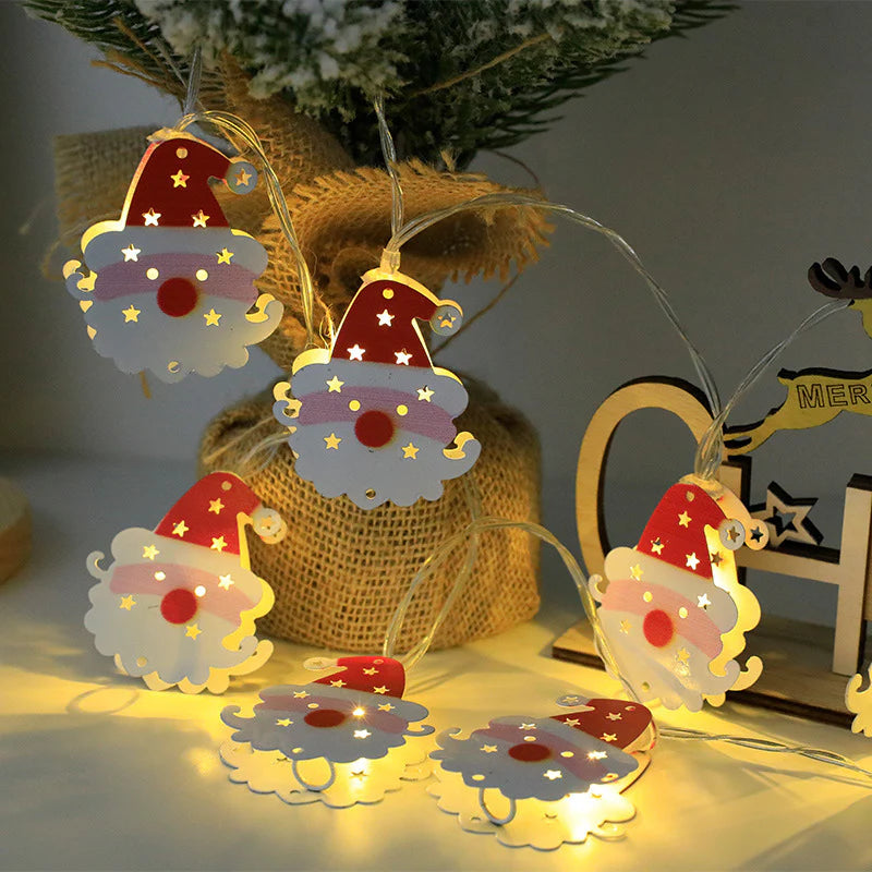 Festive LED String Lights - Santa, Elk & Snowman Christmas Ornaments for Holiday Decor & New Year Gifts