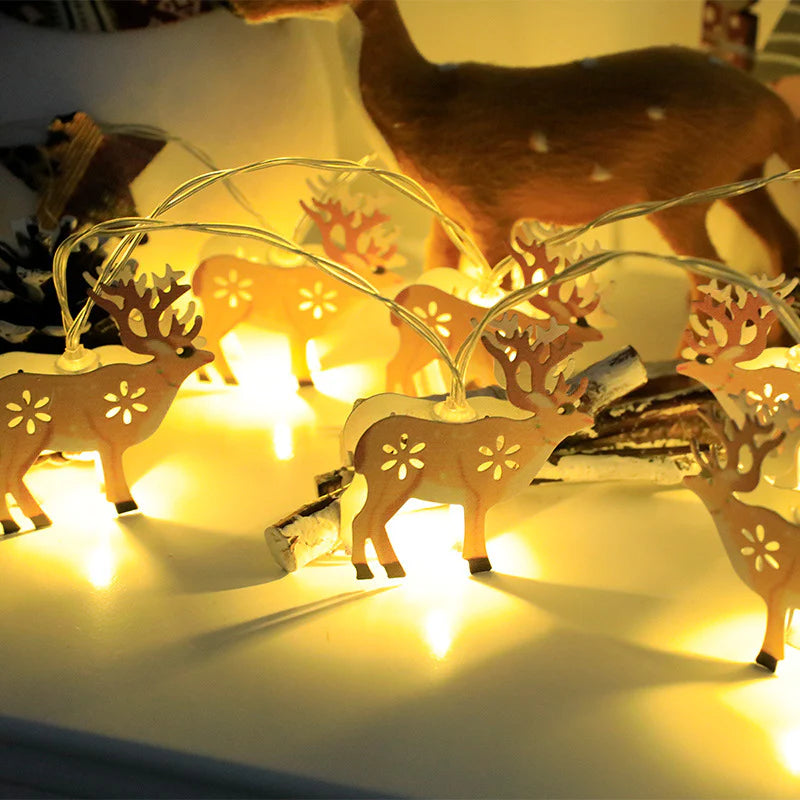Festive LED String Lights - Santa, Elk & Snowman Christmas Ornaments for Holiday Decor & New Year Gifts