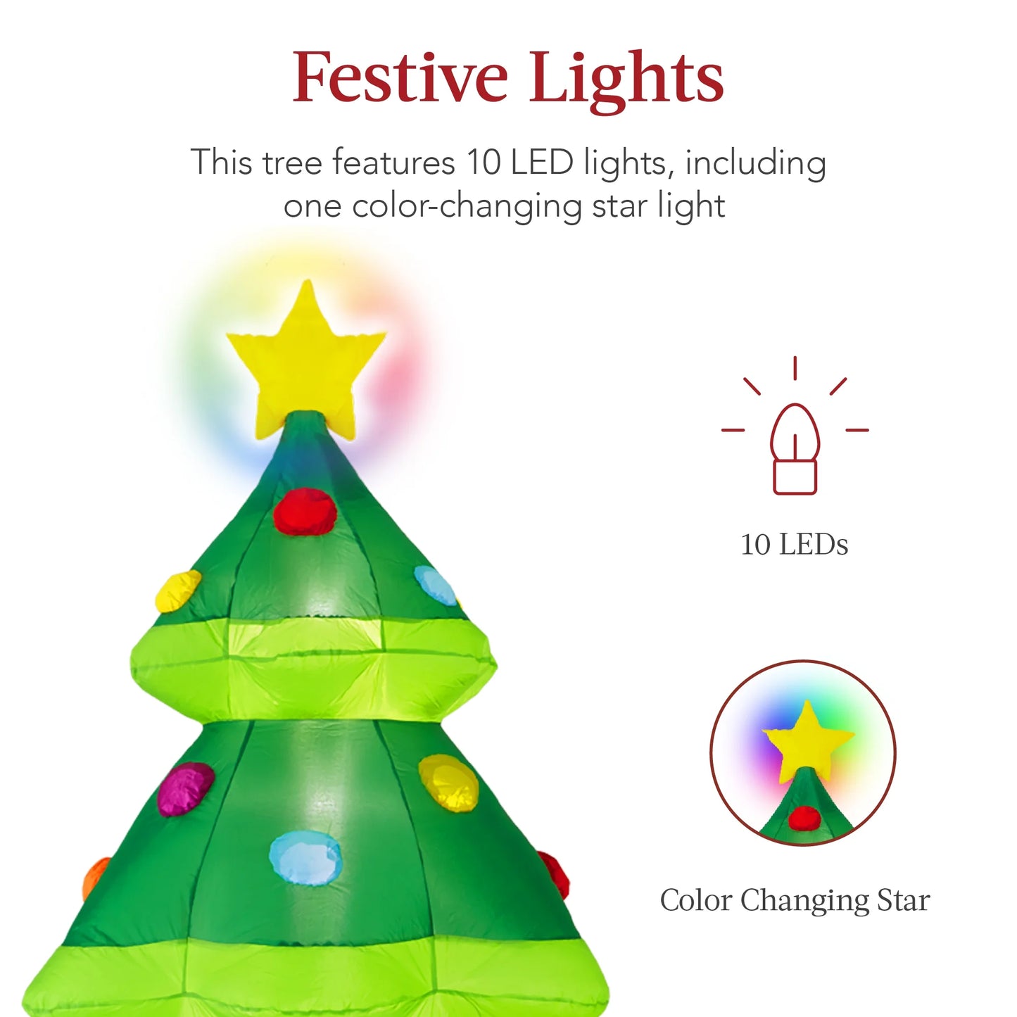 Make your holidays magical with our 10Ft Inflatable Christmas Tree! 🎄✨ The perfect outdoor decoration featuring 10 bright LED lights! #ChristmasDecor #InflatableTree