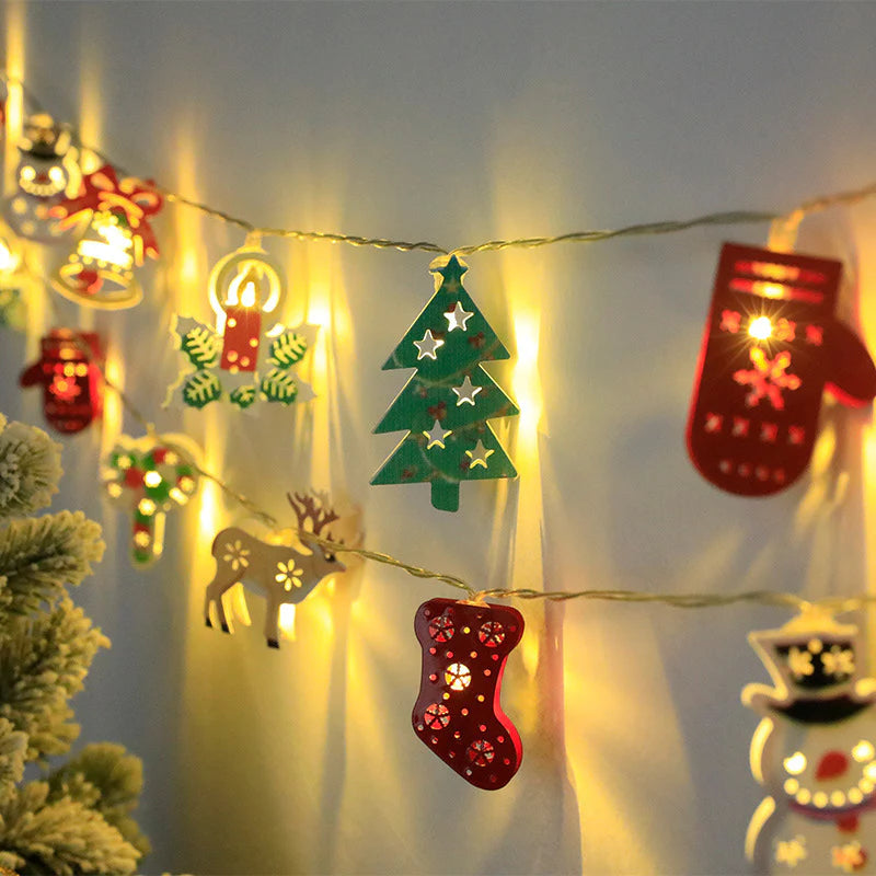 Festive LED String Lights - Santa, Elk & Snowman Christmas Ornaments for Holiday Decor & New Year Gifts