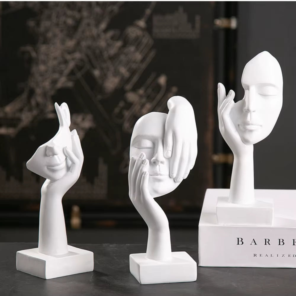 Elegant Nordic Resin Abstract Face Figurine - Luxury Desktop Sculpture for Home and Office Decor
