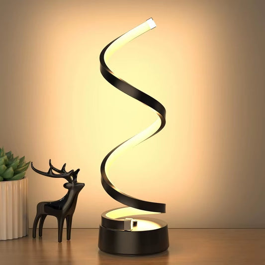 Elegant Dimmable Spiral LED Table Lamp - Modern Minimalist Design with Adjustable Arm and Soft Light