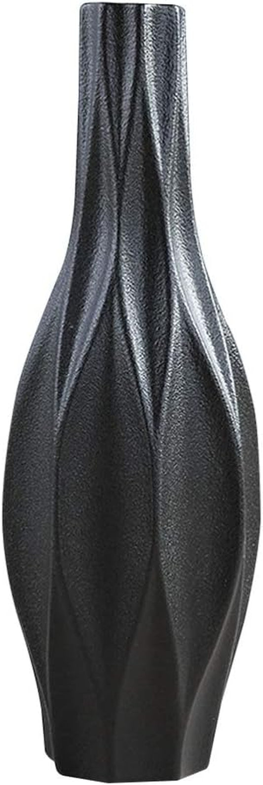 Elegant 15-Inch Black Ceramic Floor Vase for Stunning Home and Office Décor - Perfect for Weddings and Parties
