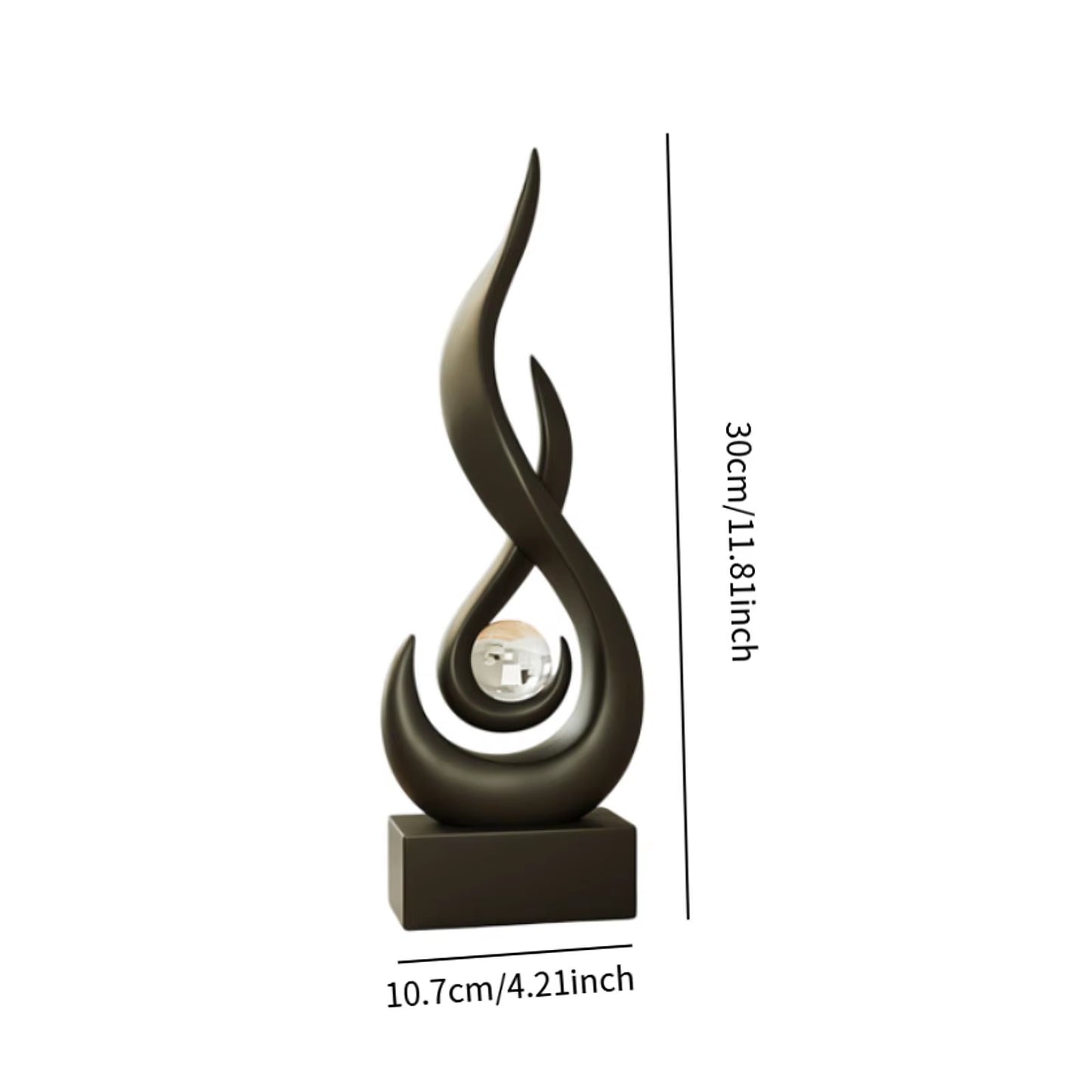 Modern Abstract Fire Resin Statue - Unique Desk Ornament for Home & Office Decor