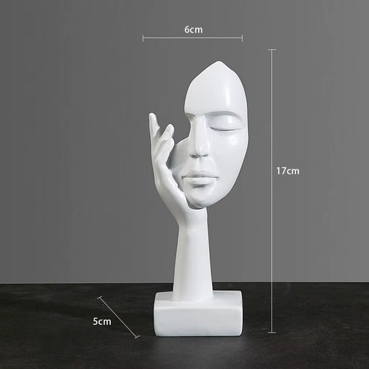 Elegant Nordic Resin Abstract Face Figurine - Luxury Desktop Sculpture for Home and Office Decor