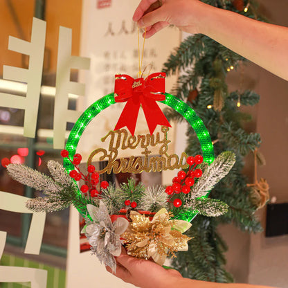 30CM Luminous Christmas Garland - Festive Door Hanging Decoration