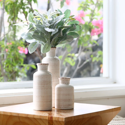 Chic Set of 3 Distressed White Ceramic Vases (5.5" - 10") for Stylish Home Decor