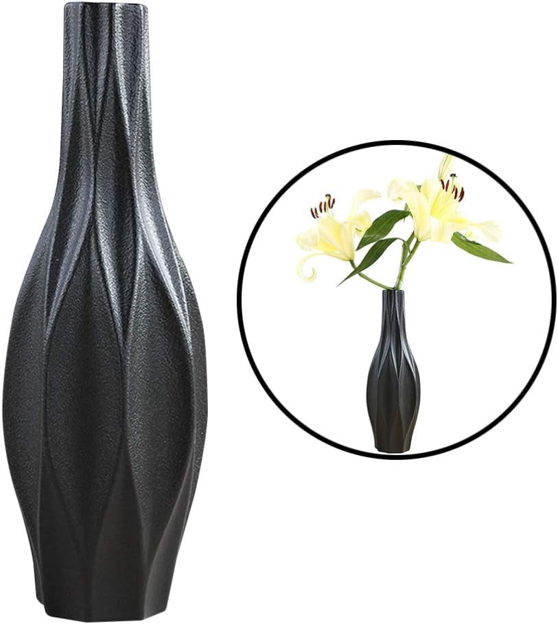 Elegant 15-Inch Black Ceramic Floor Vase for Stunning Home and Office Décor - Perfect for Weddings and Parties
