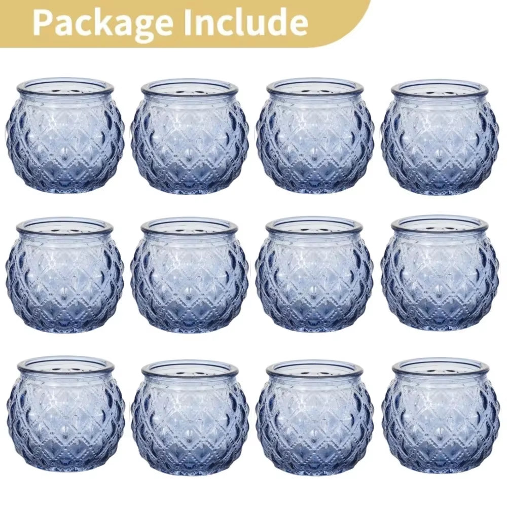 Elegant Blue Glass Votive Candle Holders - Set of 6 or 12 for Perfect Wedding and Party Table Decor