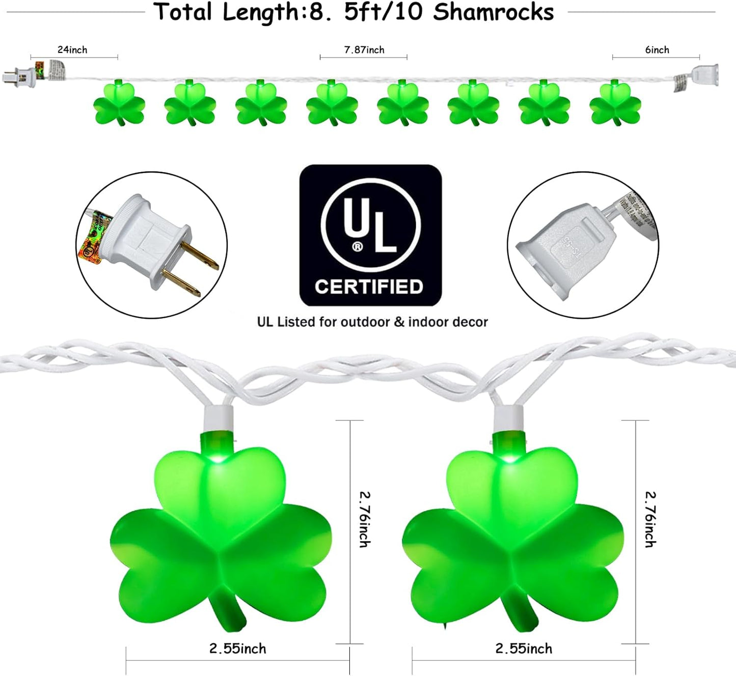 Light Up Your St. Patrick's Day with Festive 8.5Ft Shamrock String Lights! 🍀💚 Perfect for Parties, Bars, and Garden Decor!