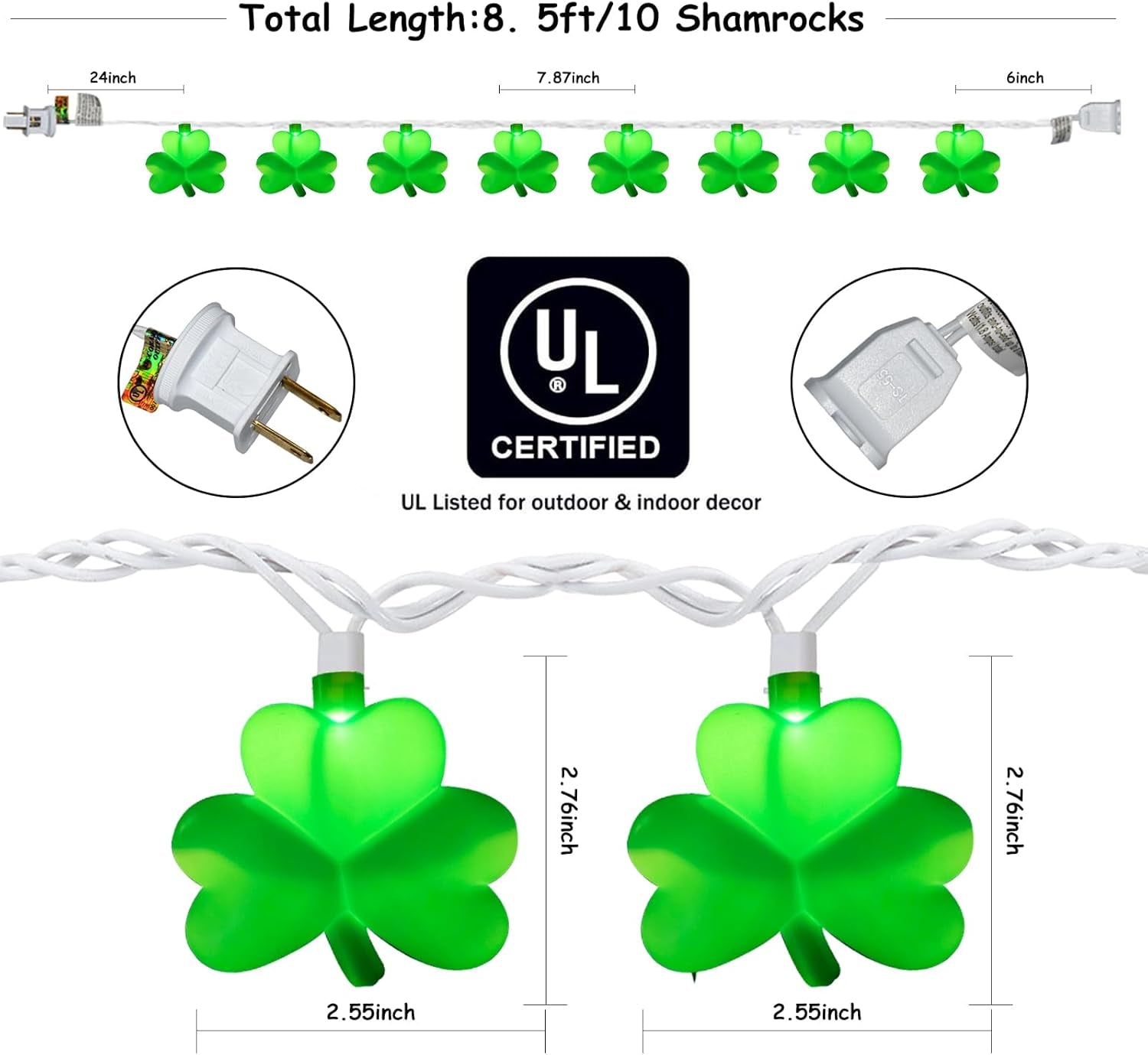 Light Up Your St. Patrick's Day with Festive 8.5Ft Shamrock String Lights! 🍀💚 Perfect for Parties, Bars, and Garden Decor!