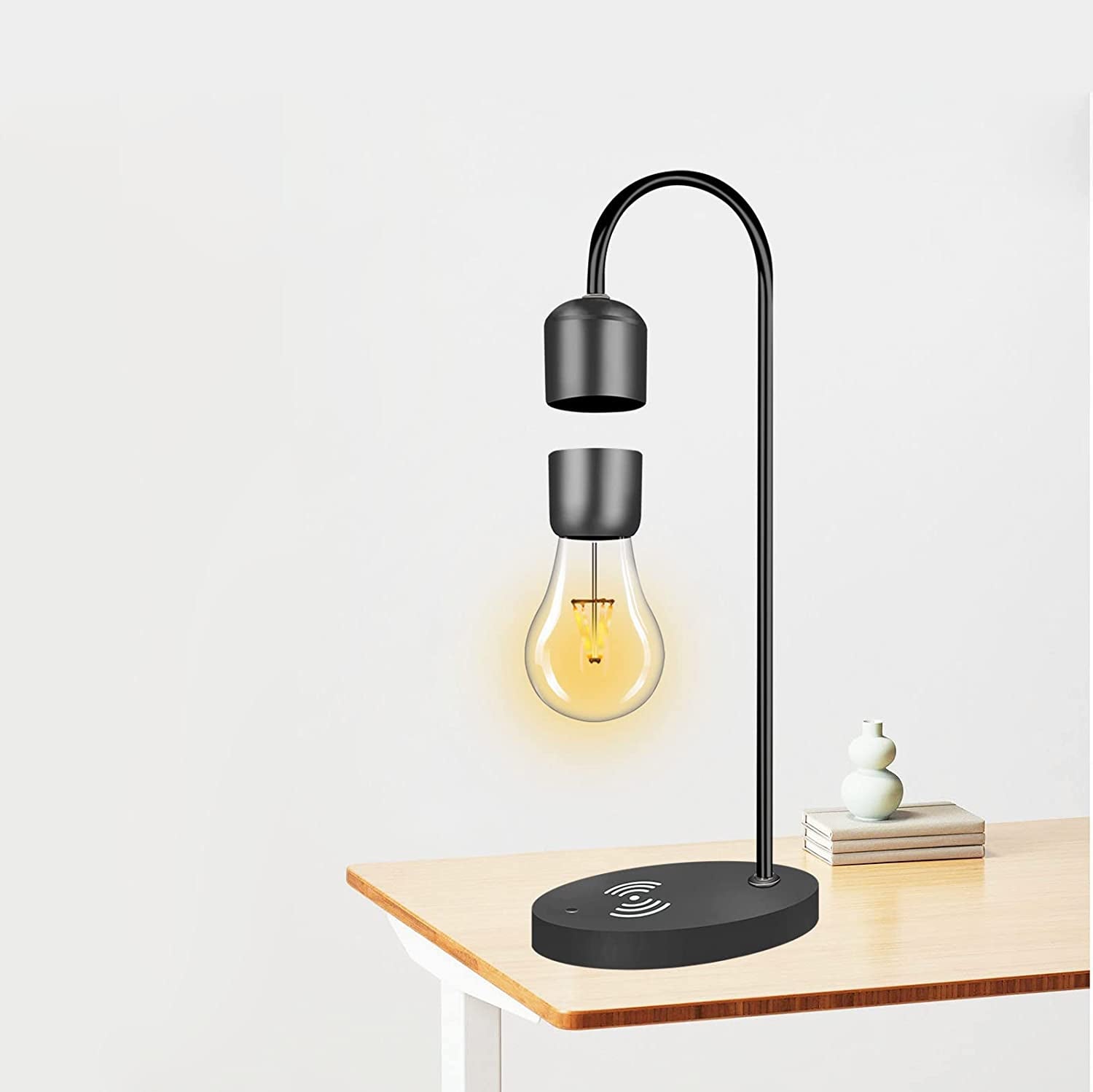 Magnetic Levitating Lamp & Wireless Phone Charger - Floating LED Bulb for Stunning Bedroom Decor & Perfect Christmas Gift!
